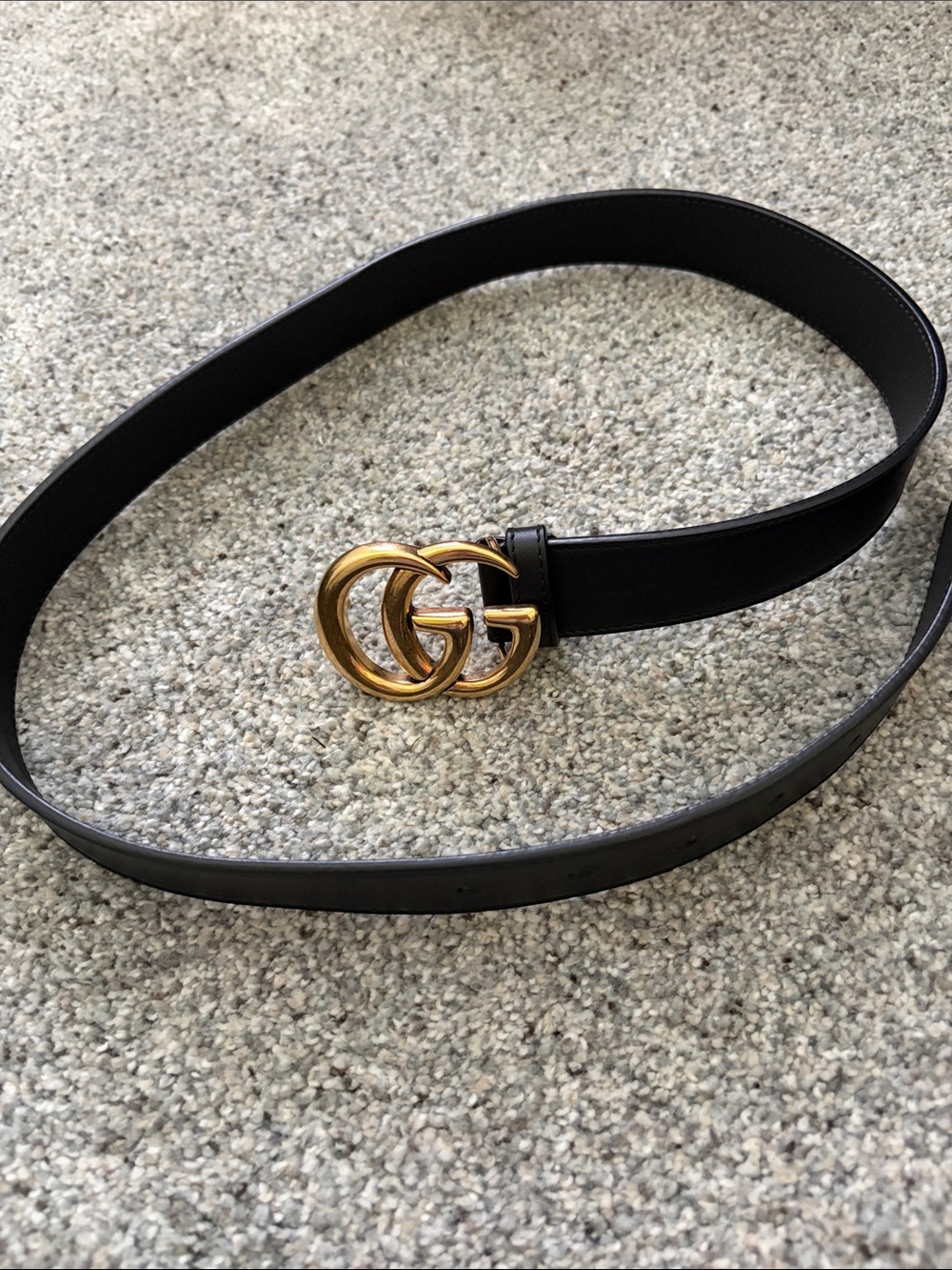 Gucci Black Leather Belt with Gold Double G Buckle